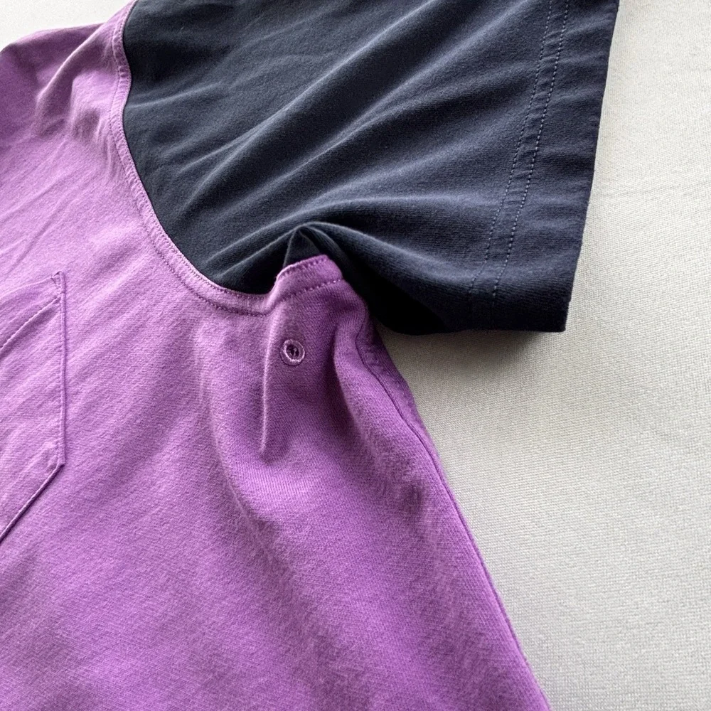 Nike Dri-FIT Polo Shirt XL Purple Navy Colorblock Pocket Standard Fit‎